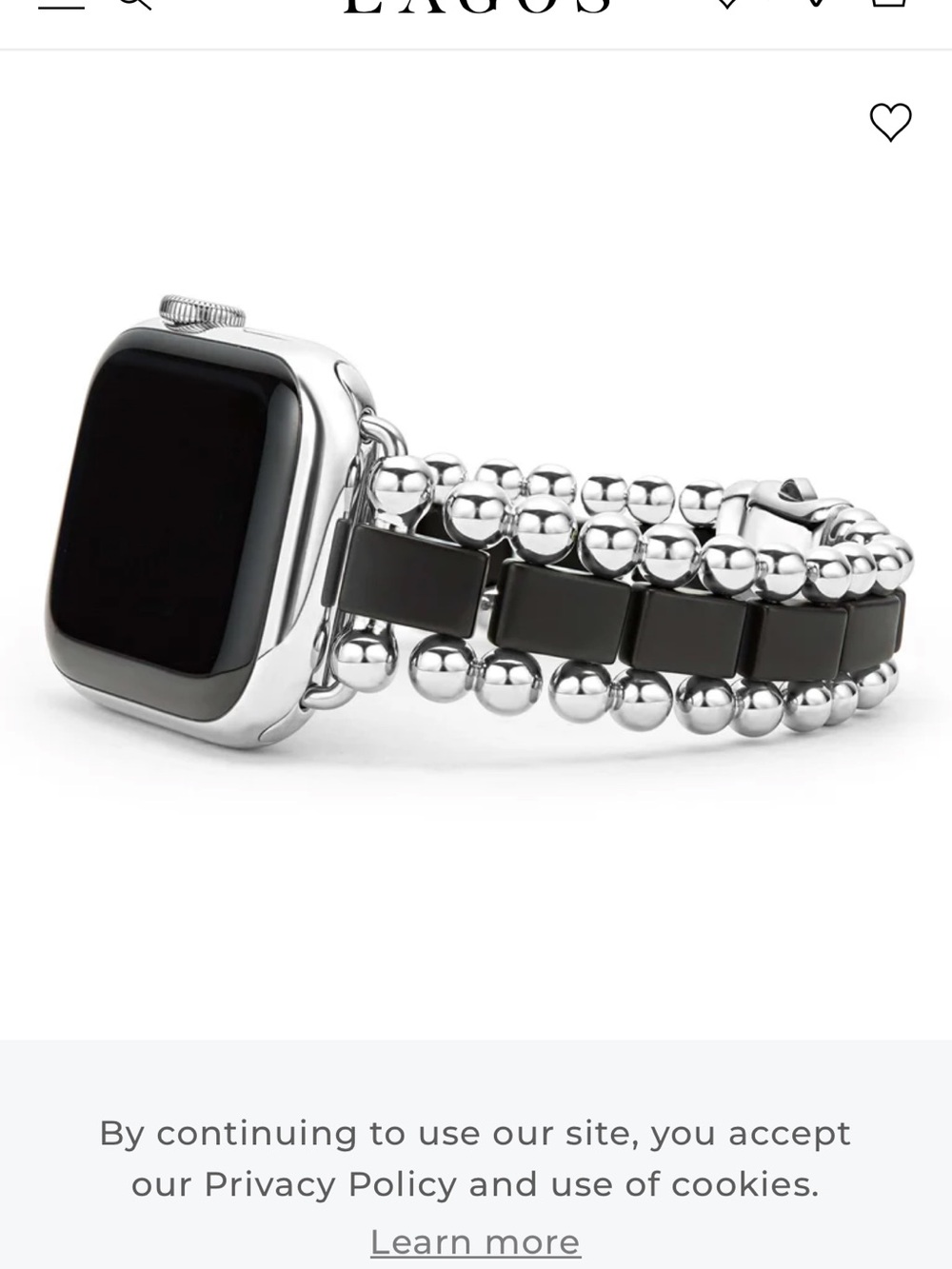 LAGOS Silver and Black Beaded Smartwatch Bracelet Band
